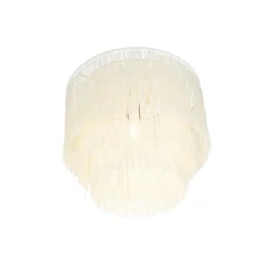 Orientalische Deckenleuchte Gold cremefarbener Schirm mit Fransen - Franxa