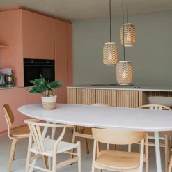 Orientalische Hängelampe aus Bambus mit schwarzem 3-Licht - Yvonne