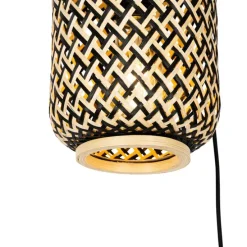 Orientalische Hängelampe aus Bambus mit schwarzem 3-Licht - Yvonne