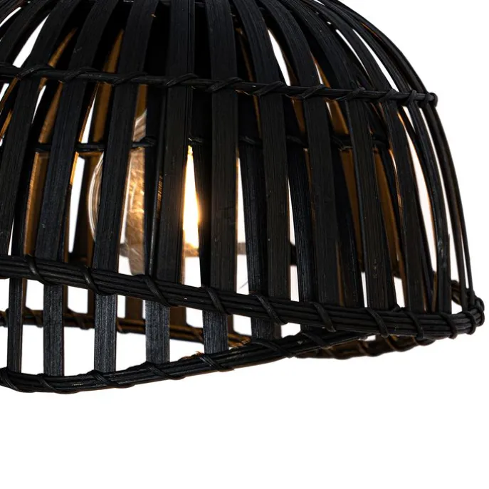 Orientalische Hängelampe aus schwarzem Bambus, 3-flammig – Pua