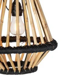 Orientalische Hängelampe Bambus mit Schwarz 32 cm - Evalin