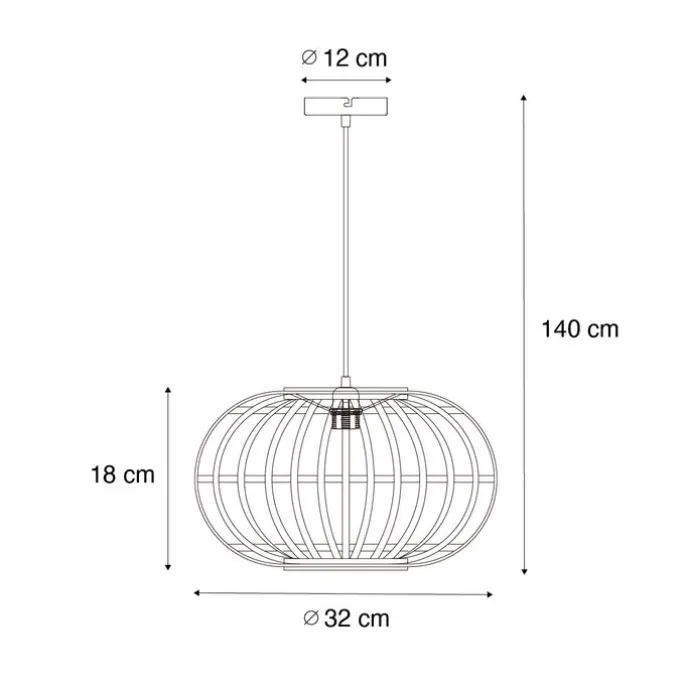 Orientalische Hängelampe Bambus 32 cm - Amira