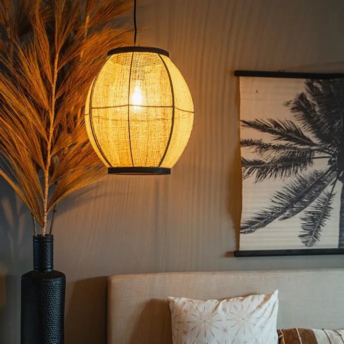 Orientalische Hängelampe braun Stoff 35 cm - Rob