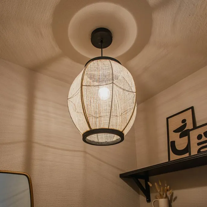 Orientalische Hängelampe braun Stoff 35 cm - Rob