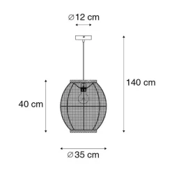 Orientalische Hängelampe braun Stoff 35 cm - Rob