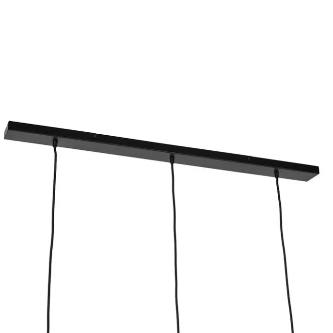 Orientalische Hängelampe Bambus mit schwarzem länglichem 3-Licht - Evalin