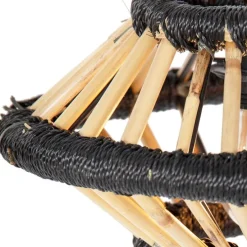 Orientalische Hängelampe Bambus mit schwarzem länglichem 3-Licht - Evalin