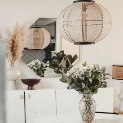 Orientalische Hängelampe braun Stoff 48 cm - Rob