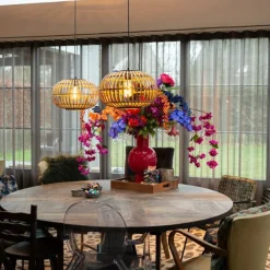 Orientalische Hängelampe Bambus 2-flammig - Amira