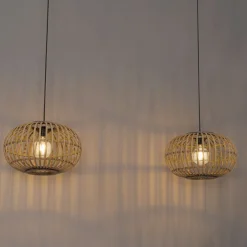 Orientalische Hängelampe Bambus 2-flammig - Amira