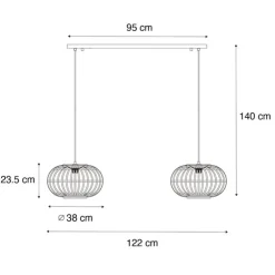 Orientalische Hängelampe Bambus 2-flammig - Amira