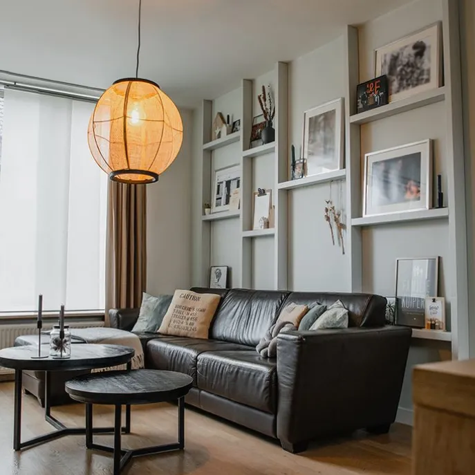 Orientalische Hängelampe braun Stoff 46 cm - Rob