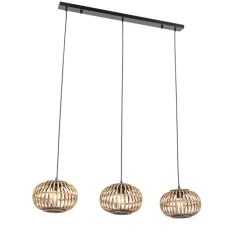 Orientalische Hängelampe Bambus 3-flammig länglich - Amira