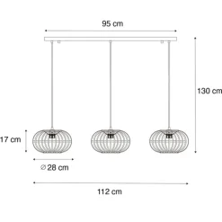 Orientalische Hängelampe Bambus 3-flammig länglich - Amira