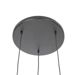 Orientalische Hängelampe Bambus mit schwarzem rundem 3-Licht - Evalin