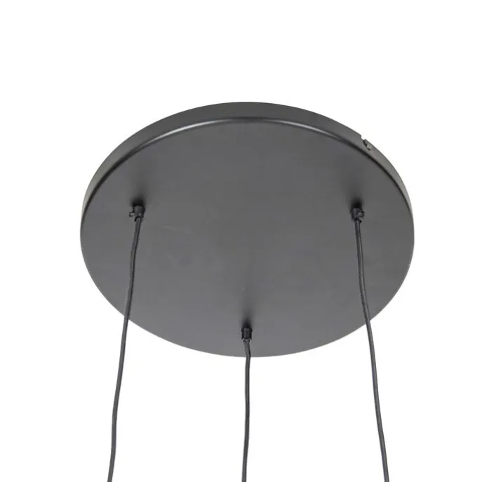 Orientalische Hängelampe Bambus mit schwarzem rundem 3-Licht - Evalin