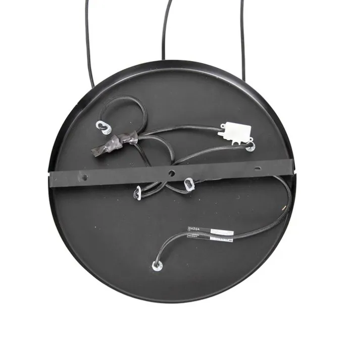 Orientalische Hängelampe Bambus mit schwarzem rundem 3-Licht - Evalin