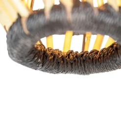 Orientalische Hängelampe Bambus mit schwarzem rundem 3-Licht - Evalin