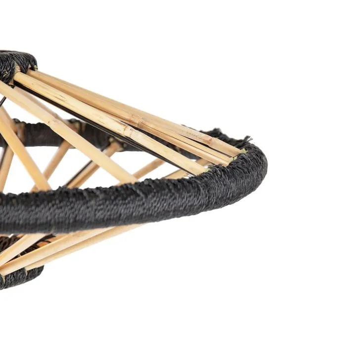 Orientalische Hängelampe Bambus mit Schwarz 60 cm - Evalin