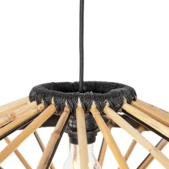 Orientalische Hängelampe Bambus mit Schwarz 60 cm - Evalin