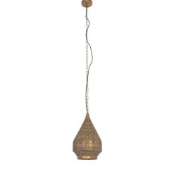 Orientalische Hängelampe Gold mit Muster 26cm - Mowgli