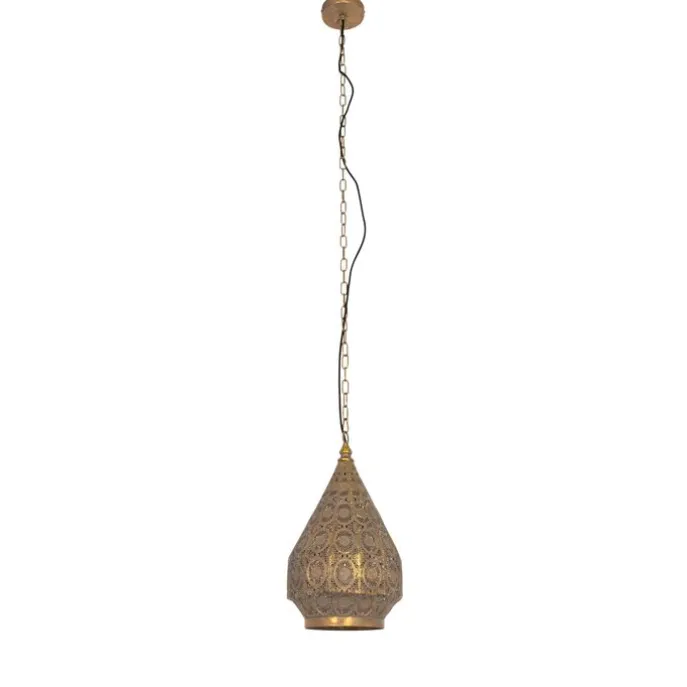 Orientalische Hängelampe Gold mit Muster 26cm - Mowgli