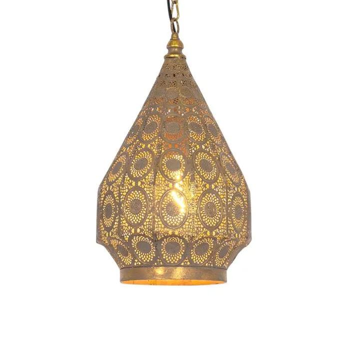 Orientalische Hängelampe Gold mit Muster 26cm - Mowgli