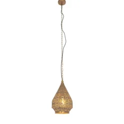 Orientalische Hängelampe Gold mit Muster 26cm - Mowgli