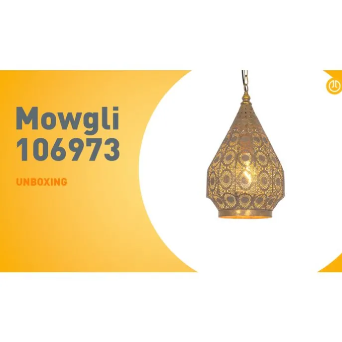Orientalische Hängelampe Gold mit Muster 26cm - Mowgli