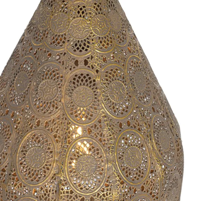 Orientalische Hängelampe Gold mit Muster 26cm - Mowgli