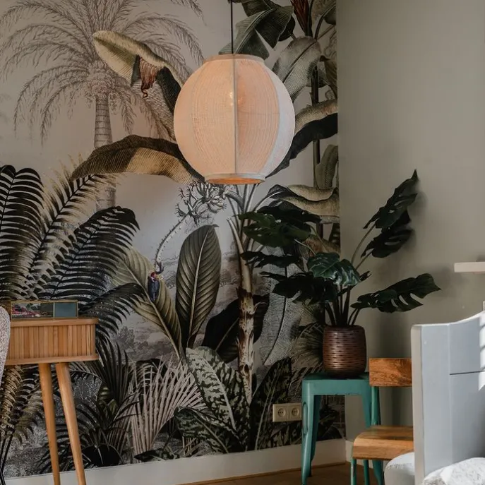 Orientalische Hängelampe Naturstoff 46 cm - Rob