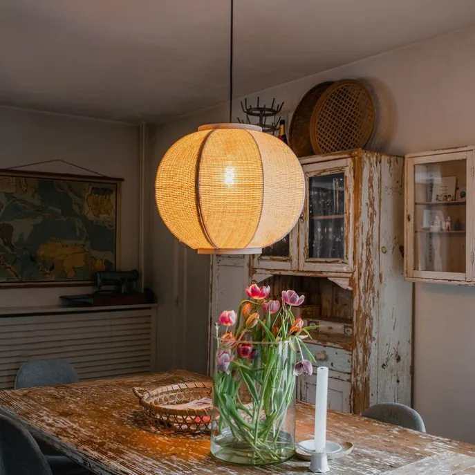 Orientalische Hängelampe Naturstoff 48 cm - Rob