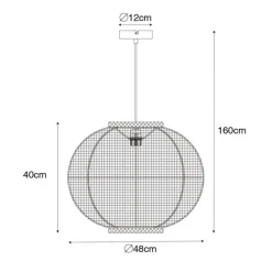 Orientalische Hängelampe Naturstoff 48 cm - Rob