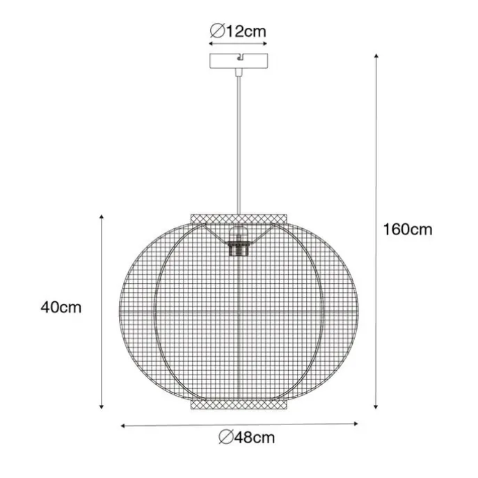 Orientalische Hängelampe Naturstoff 48 cm - Rob