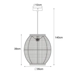 Orientalische Hängelampe Naturstoff 35 cm - Rob