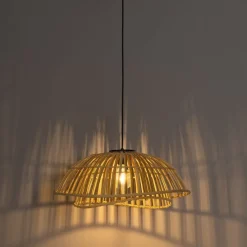 Orientalische Hängelampe schwarz mit natürlichem Bambus 62 cm - Pua