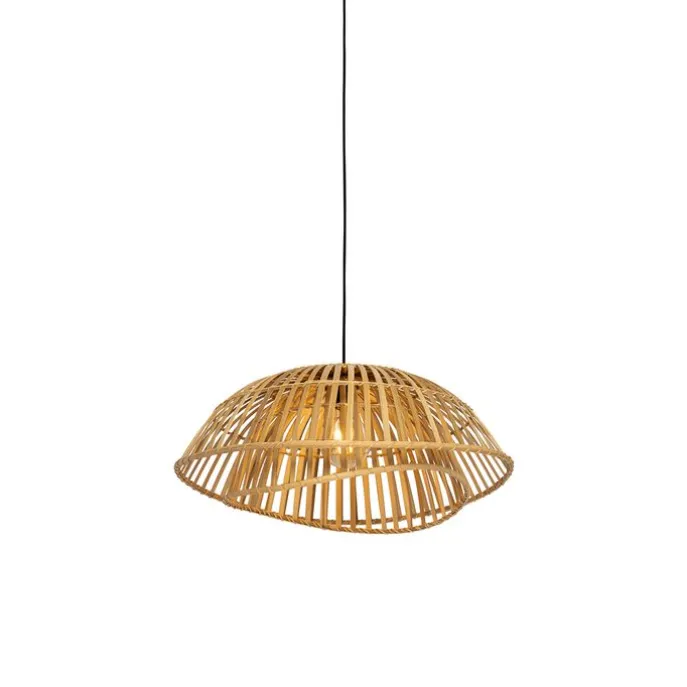 Orientalische Hängelampe schwarz mit natürlichem Bambus 62 cm - Pua