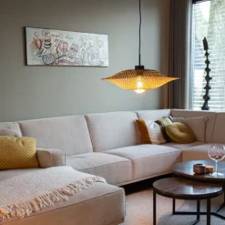 Orientalische Hängelampe schwarz mit Bambus 50cm - Rina