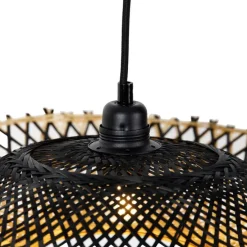 Orientalische Hängelampe schwarz mit Bambus 50cm - Rina