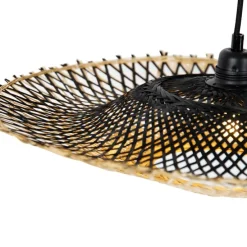 Orientalische Hängelampe schwarz mit Bambus 50cm - Rina