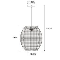 Orientalische Hängelampe Schwarz Stoff 35 cm - Rob