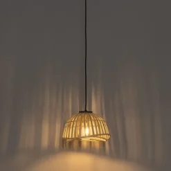 Orientalische Hängelampe schwarz mit natürlichem Bambus 30 cm - Pua