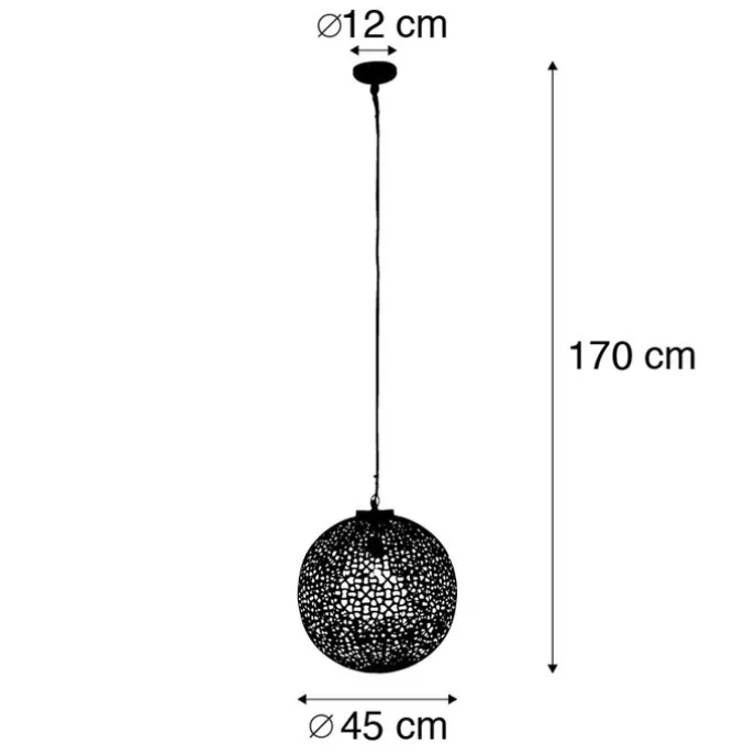 Orientalische Hängelampe schwarz mit Gold 45 cm - Radiante