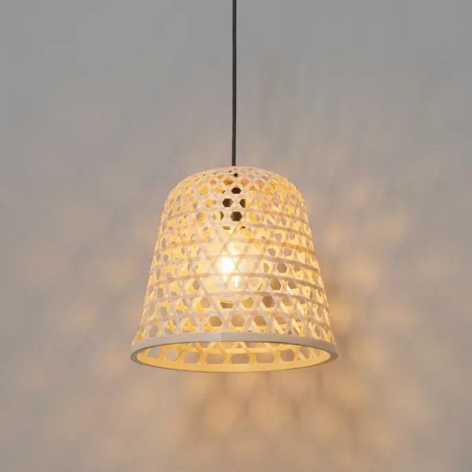 Orientalische Hängelampe schwarz mit Bambus - Rayan