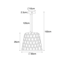 Orientalische Hängelampe schwarz mit Bambus - Rayan