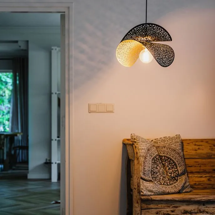 Orientalische Hängelampe schwarz mit Gold 28 cm - Japke