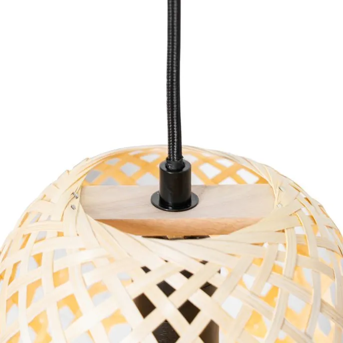 Orientalische Hängelampe schwarz mit Bambus 3 Lichter - Rayan