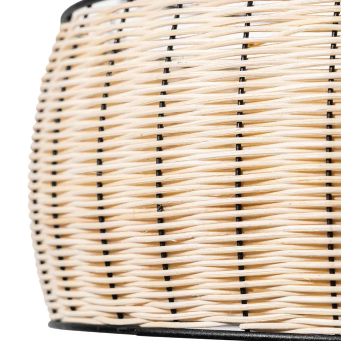 Orientalische Hängelampe schwarz mit Rattan 38 cm - Emir