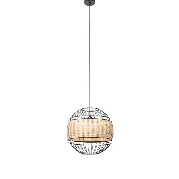 Orientalische Hängelampe schwarz mit Rattan 38 cm - Emir