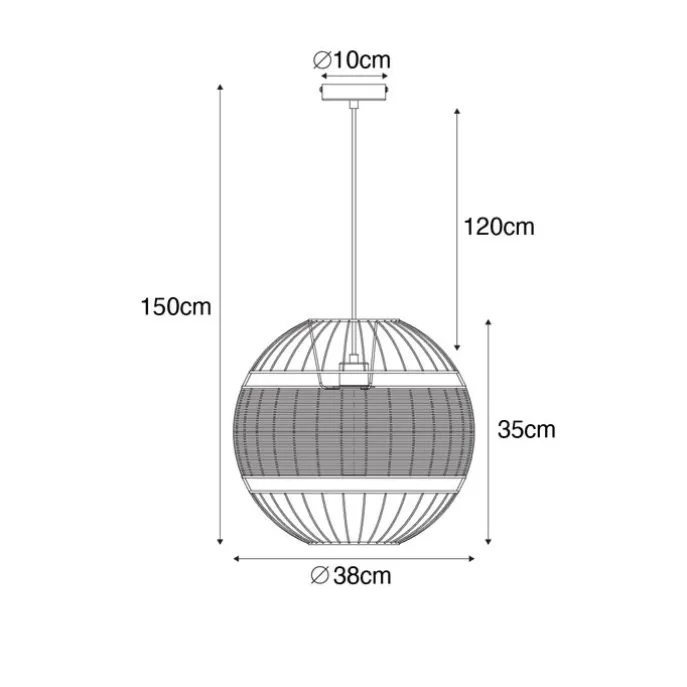 Orientalische Hängelampe schwarz mit Rattan 38 cm - Emir